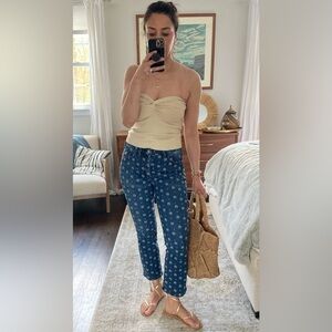 Anthropologie Pilcro Daisy Embroidery High Rise Crop Jeans
